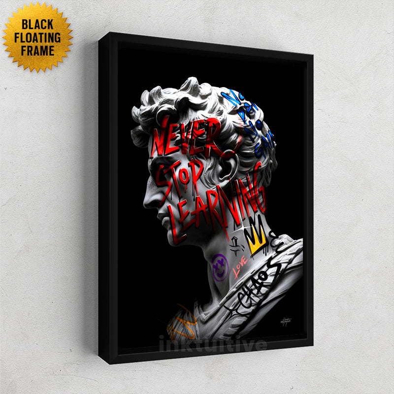 Never Stop Learning Framed Roman Statue Canvas Art