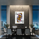 Queen of Clubs playing card wall decor in a dining room