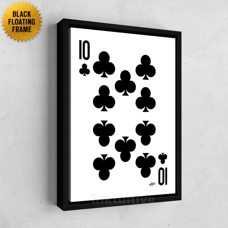 Ten Of Clubs Color Framed Wall Art