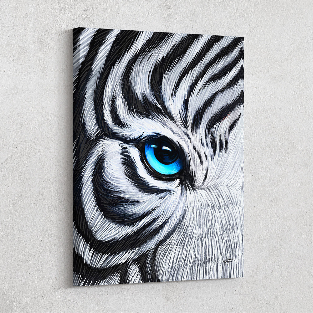 Polar Gaze Canvas Art: The Alluring Eye of the White Tiger – Inktuitive, image size:1000x1000