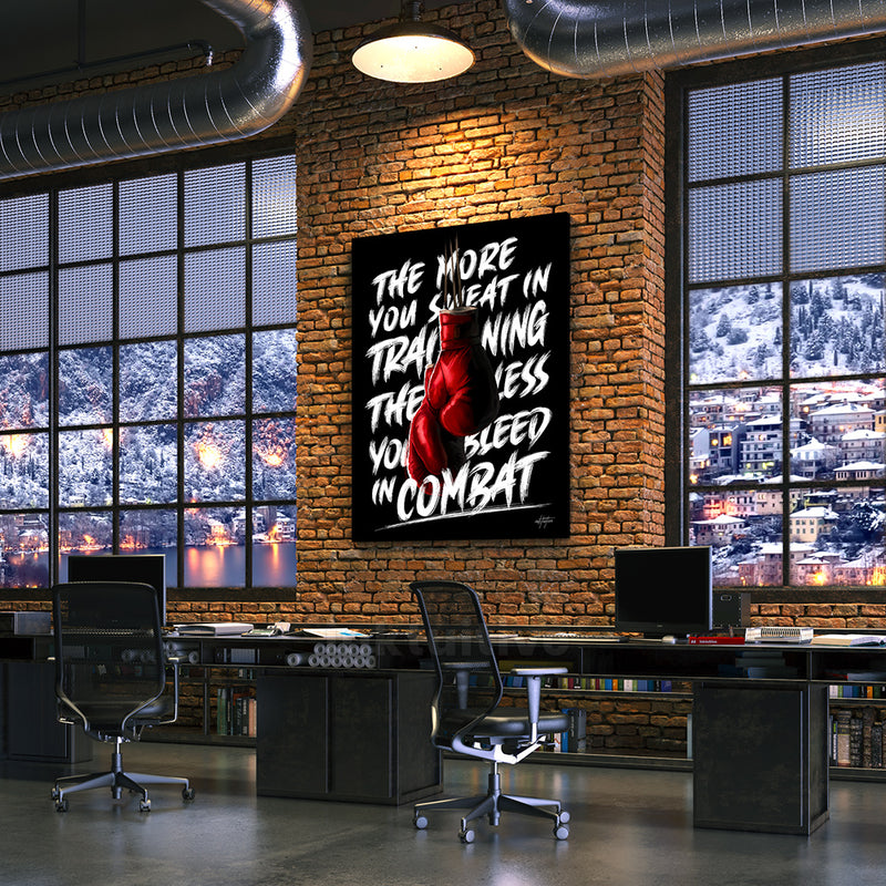 Boxing gloves motivational wall art for office.