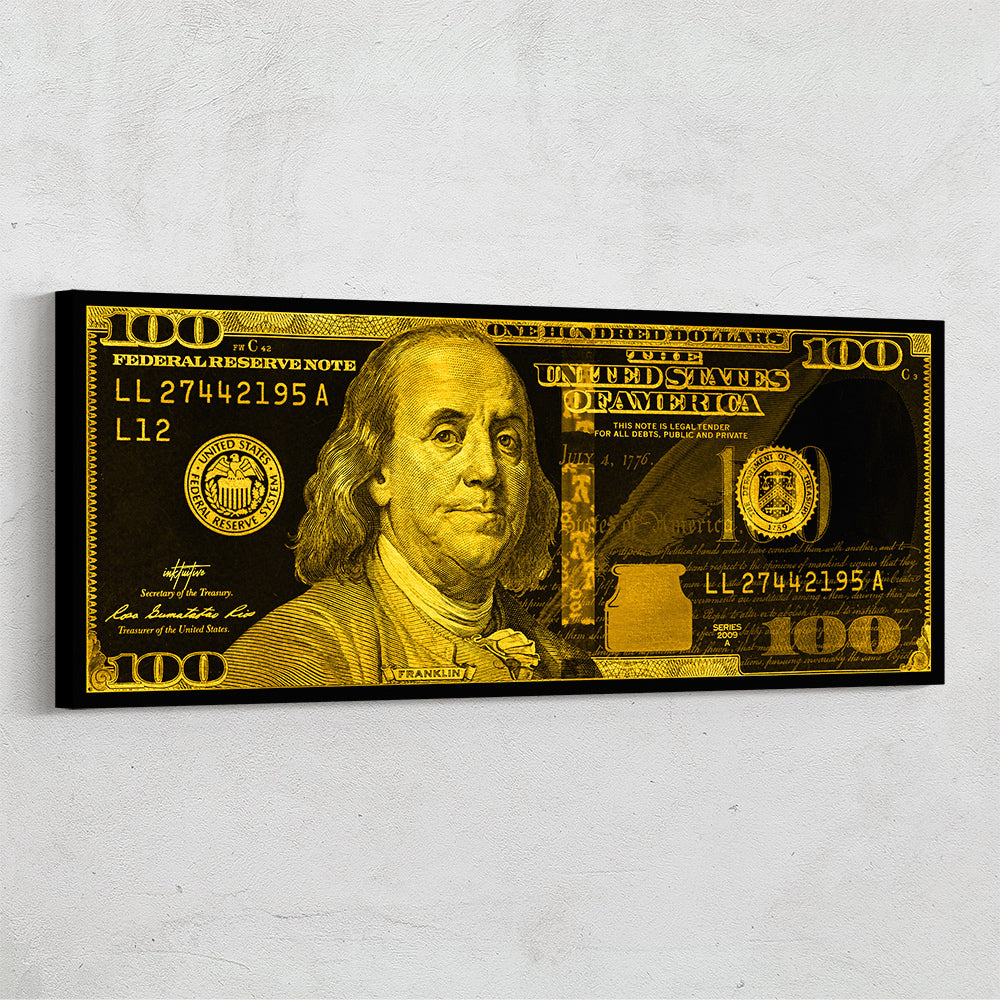 Powerful black  gold $100 bill money art Inktuitive