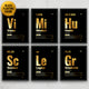 motivational wall art periodic table framed canvas gold set
