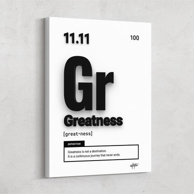 Periodic Greatness, motivational wall art of the word Greatness designed by Inktuitive.