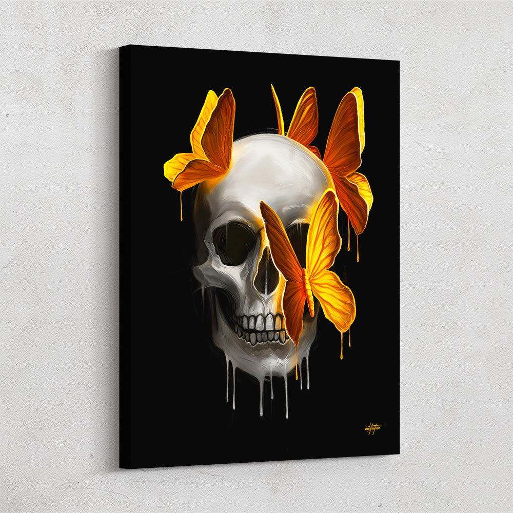 Art　–　Inspirational　Canvas　Rare]　Inktuitive　[Life　Butterflies:　Skull　Is