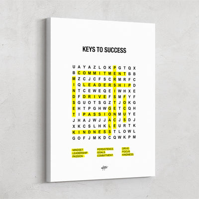 Word Search, keys to success canvas art.