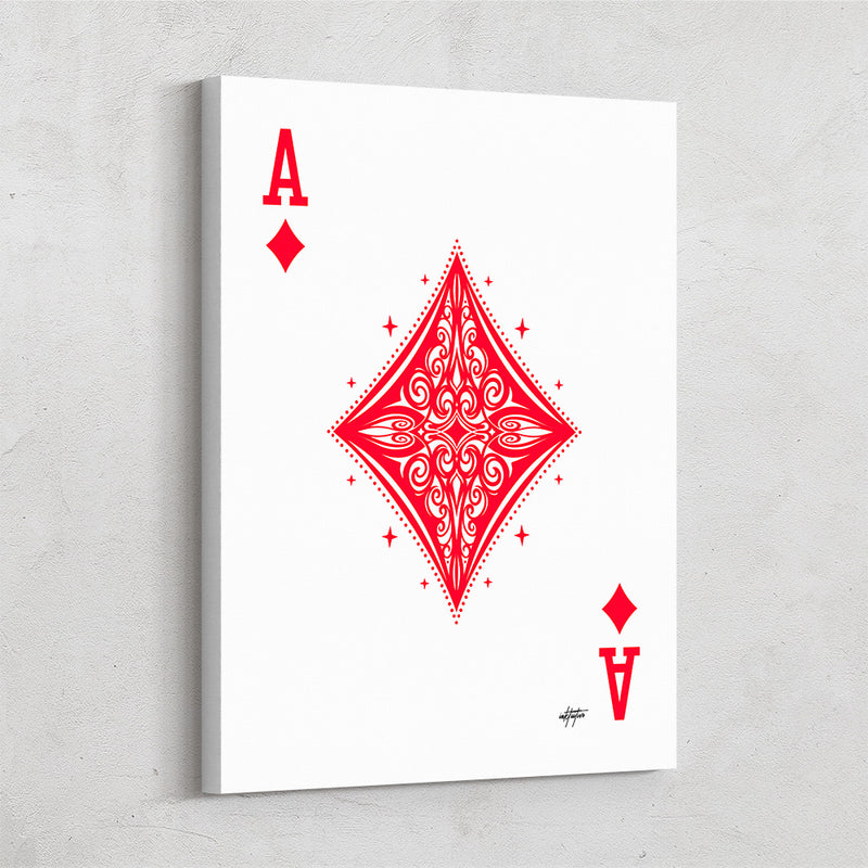 Ace of Diamonds red white playing card wall art