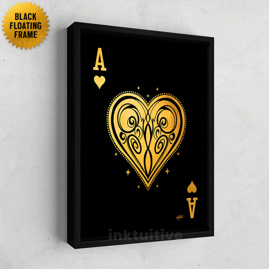 Ace of Hearts Canvas Art: The Emblem of Passion by Inktuitive
