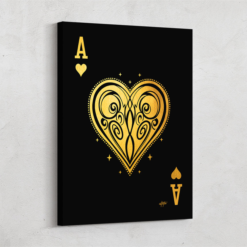 Ace of Hearts Canvas Art: The Emblem of Passion by Inktuitive