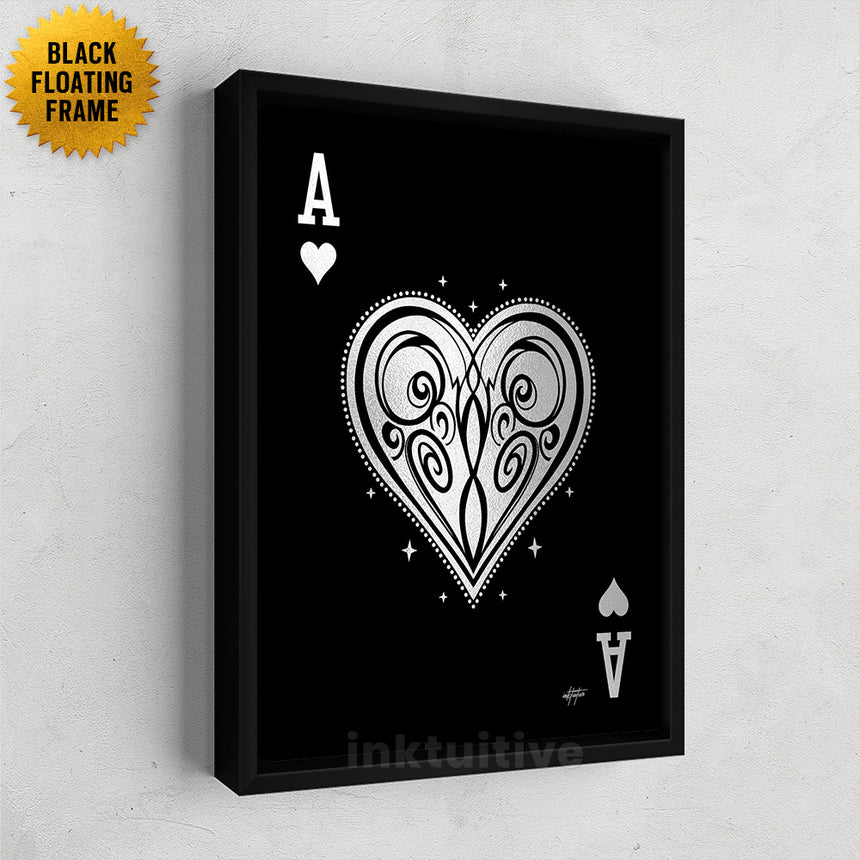 Ace of Hearts Canvas Art: The Emblem of Passion by Inktuitive