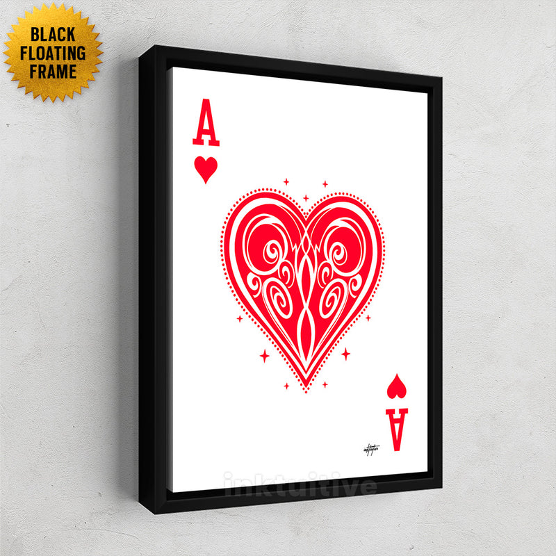 Ace of hearts playing card frame canvas art
