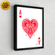 Ace of hearts playing card frame canvas art