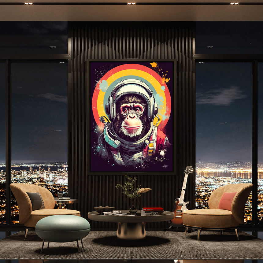 Galactic Pioneer: Astro Ape Canvas Art – Inktuitive