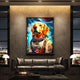 Astronaut Golden Retriever canvas art in a living room