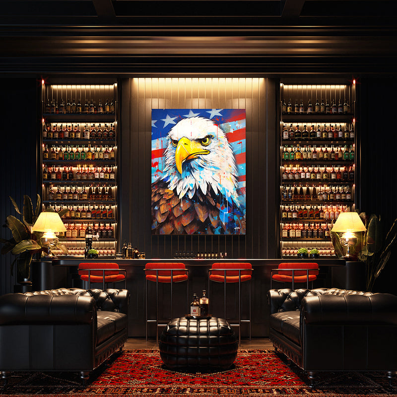 Bald Eagle Flag Canvas Art Bar