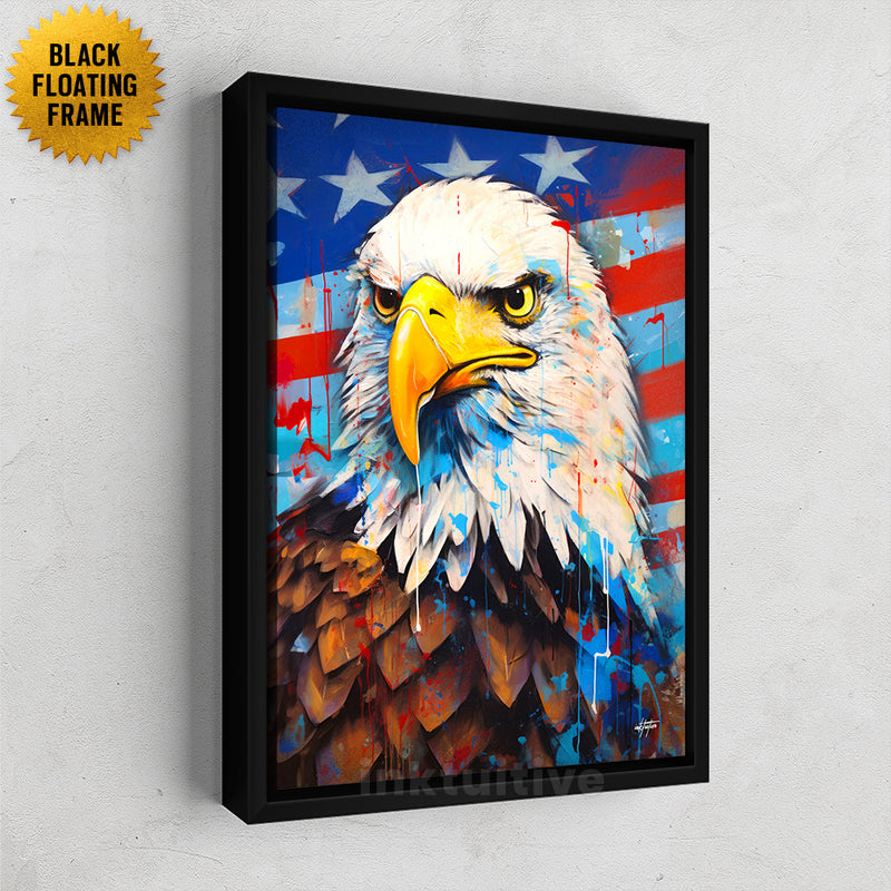 Bald Eagle Flag Canvas Art Framed