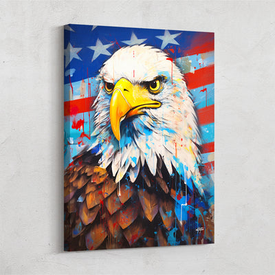 Bald Eagle Flag Colorful Canvas Art