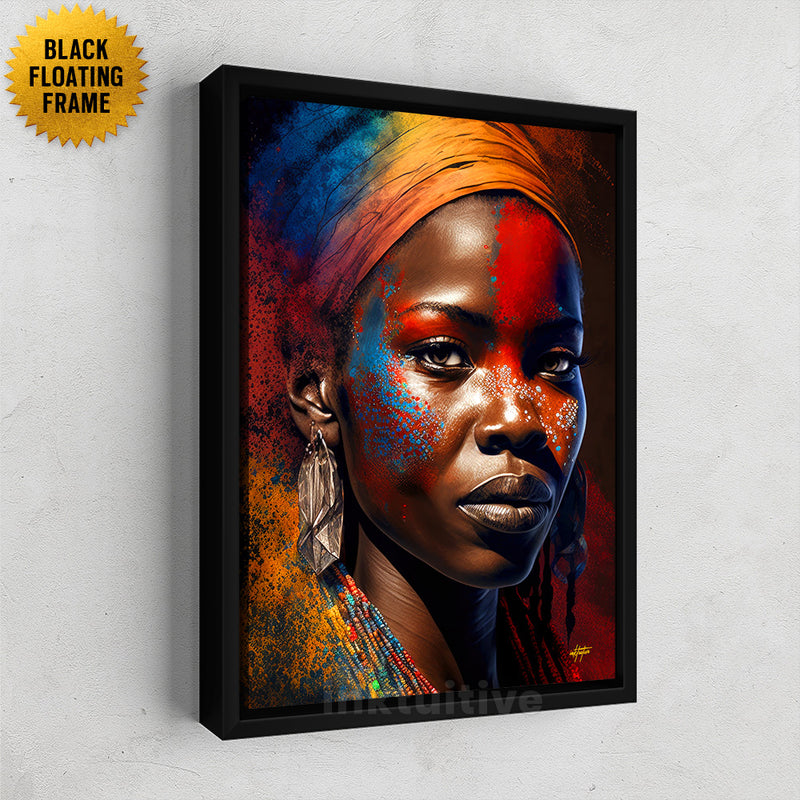 Beautiful Tribal African Woman portrait wall art framed