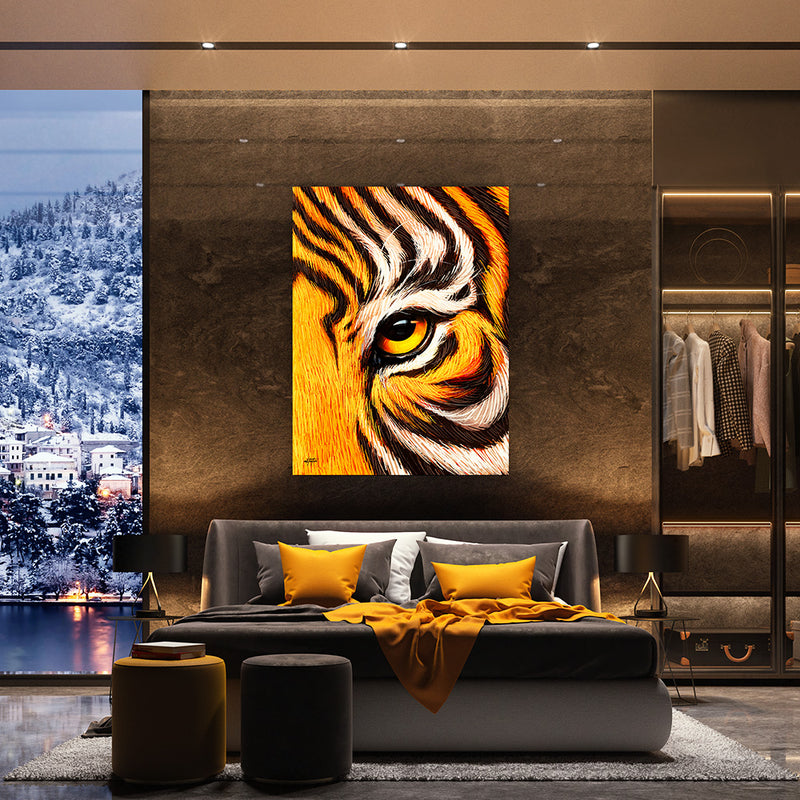 Bengal Tiger vibrant wall art in a bedroom