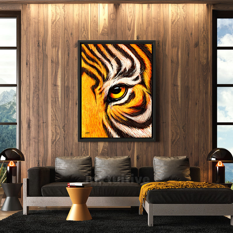 Bengal Tiger wall art in a living room