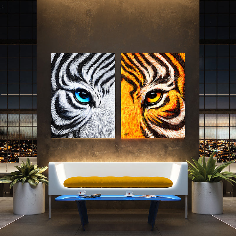 Bengal Tigers art set living room