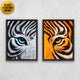 Bengal white yellow tiger art set framed