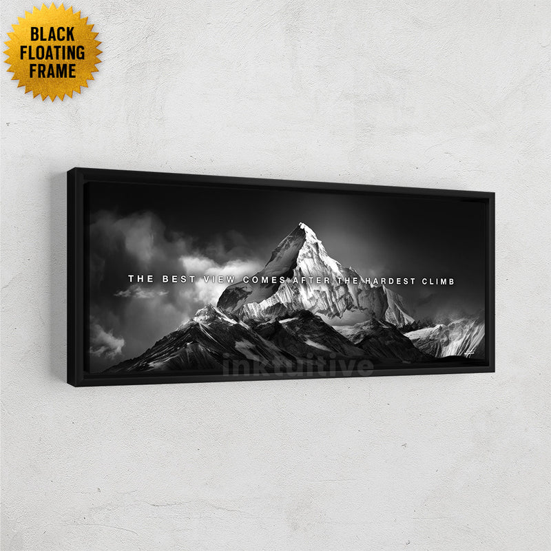 Best View Hardest Climb Mountain Framed Wall Art