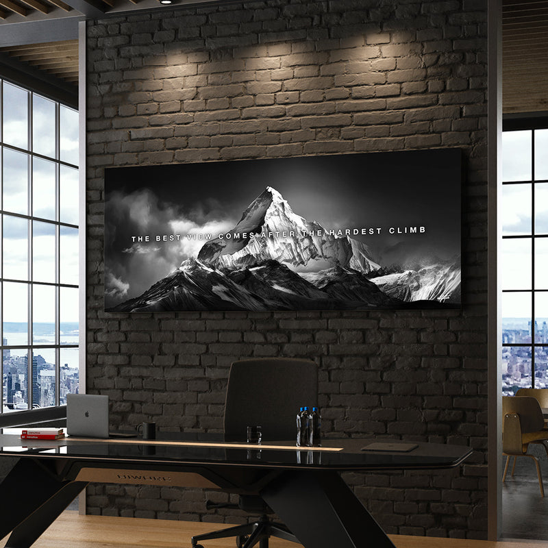 Best View Hardest Climb Mountain Wall Art Office Desk Display