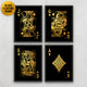 Black and Gold Diamonds playing cards canvas wall art framed
