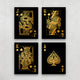 Black gold spades playing card canvas art set