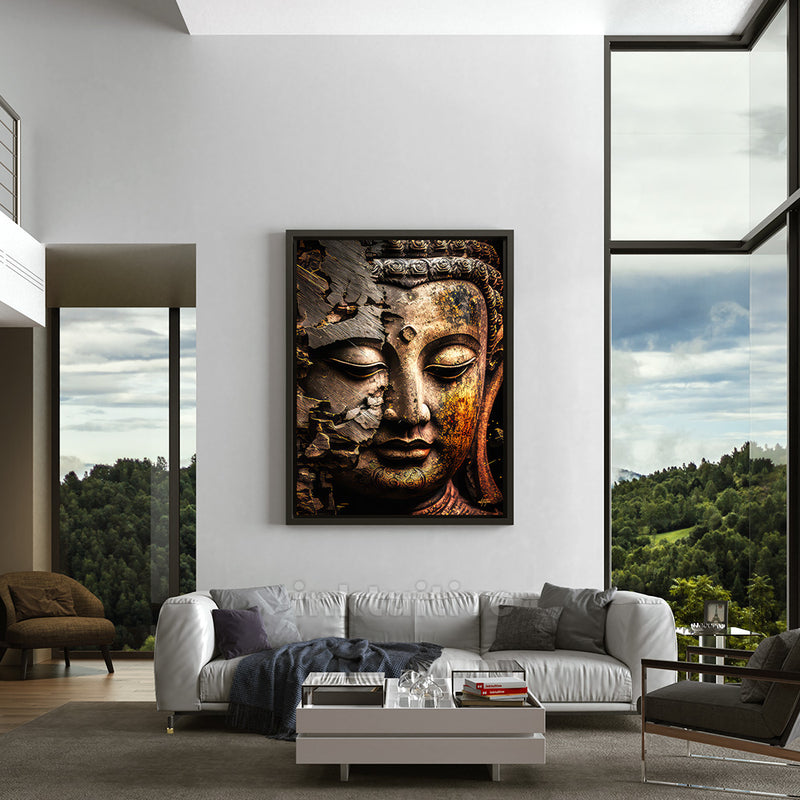 Buddha wall decor in living room