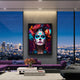 Calavera Colorful Mexican Canvas art in a living room