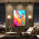 Colorful marble fusion abstract canvas art in a man cave