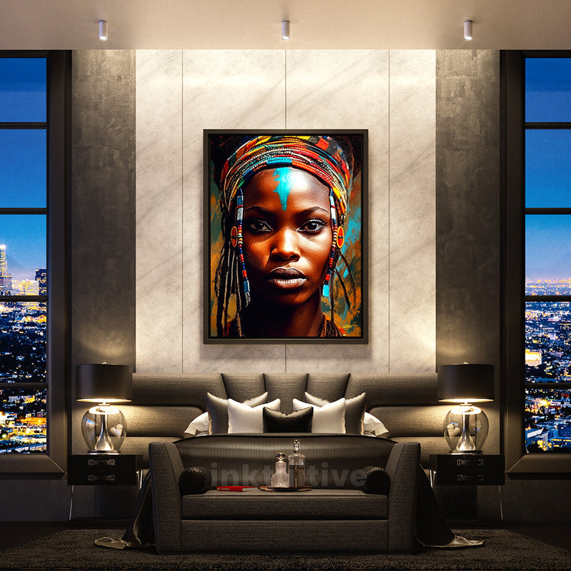 Colorful modern African woman wall decor living room