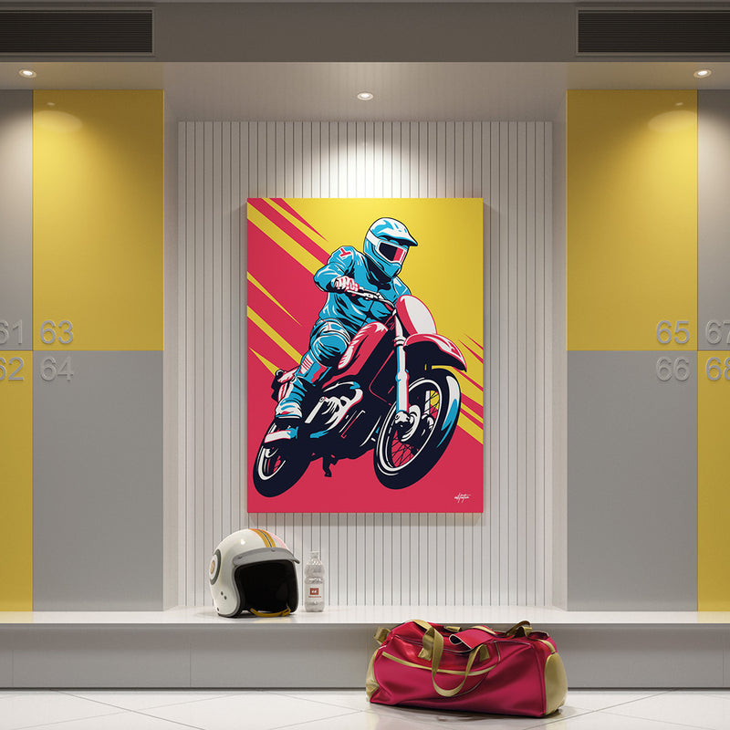 Colorful moto dirt bike canvas art