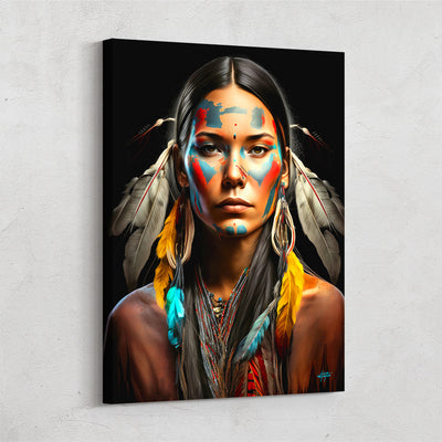 Colorful Tribal Native American Woman Wall Decor