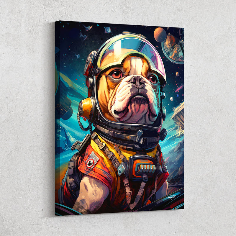 Cute Astro Bulldog Colorful canvas art