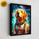 Cute Astronaut Golden Retriever framed canvas art