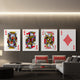 Diamonds playing cards canvas wall art in a living room
