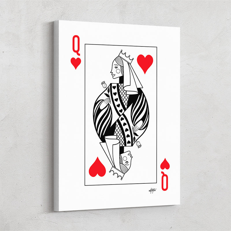 Elegant Queen of Hearts playing card wall art