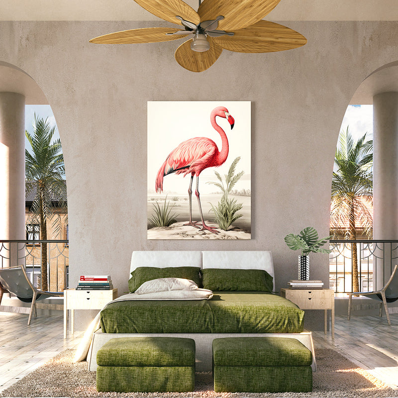 Flamingo elegant wall decor in a bedroom