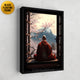 Framed canvas art of a Monk meditating in a window