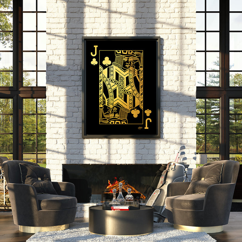 Golf theme Jack of Clubs wall decor in a living room
