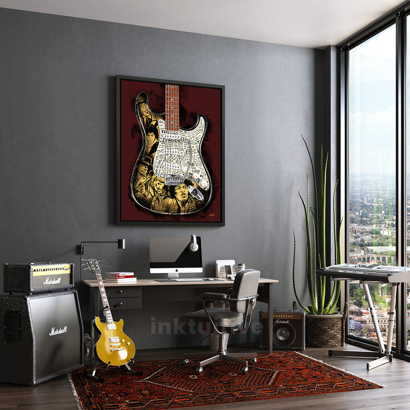 Guitar Heroes Eric Clapton canvas art in an office
