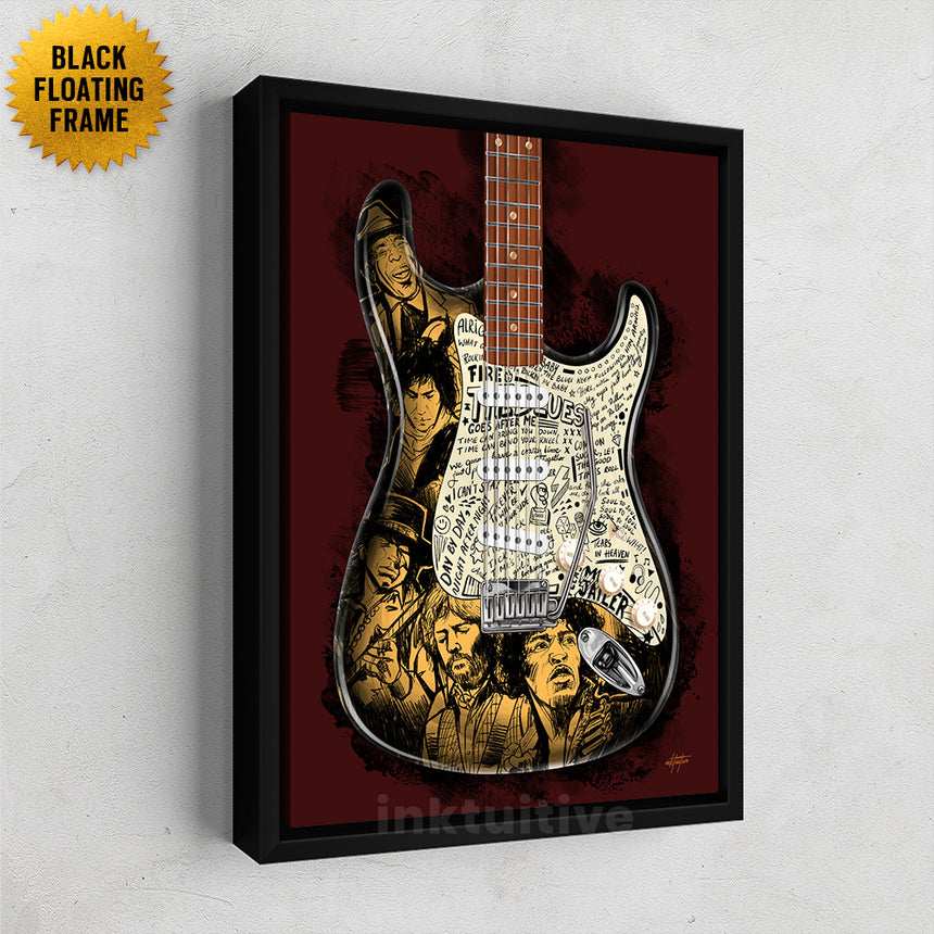 アート・デザイン・音楽 Fender Stratocaster guitar-heroes-framed-fender-