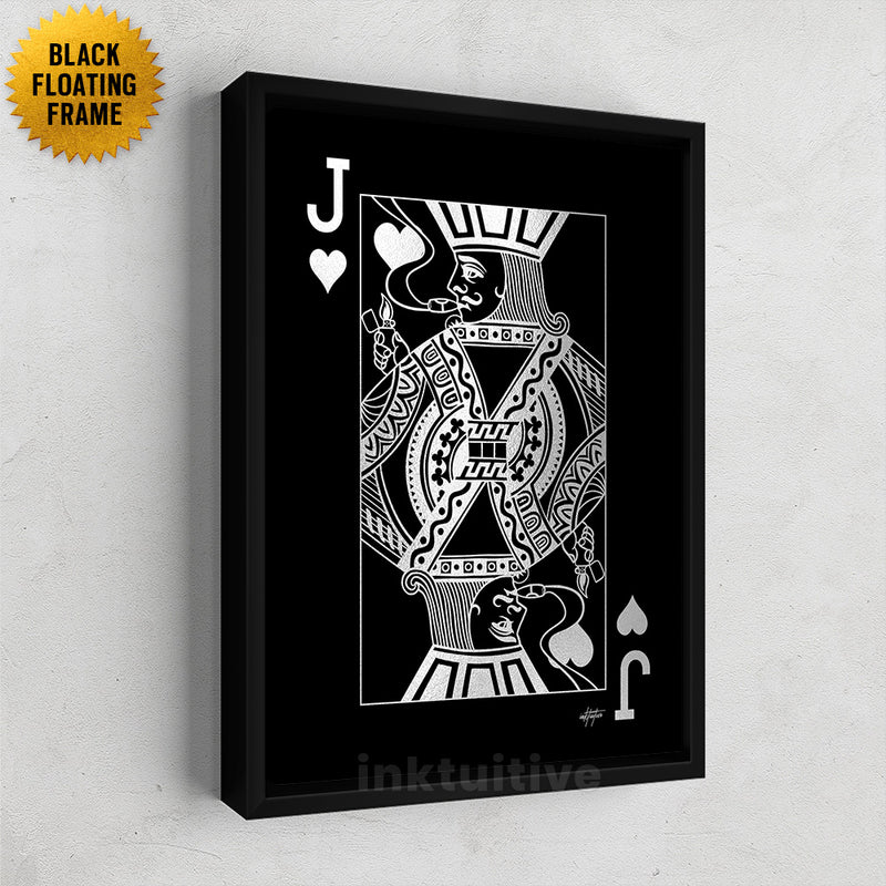 Jack of Hearts platinum canvas art framed
