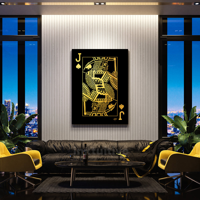 Jack of Spades gold poker card canvas art living room