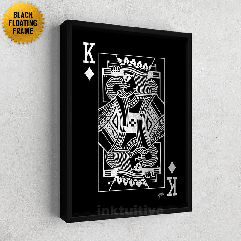 King of Diamonds platinum poker card framed wall art