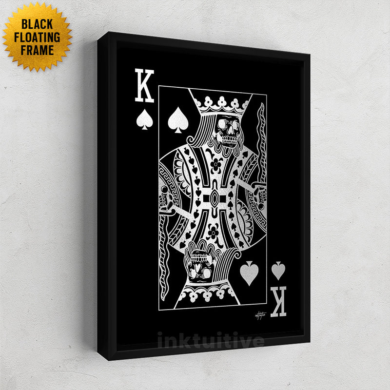 King of Spades platinum poker card wall art framed