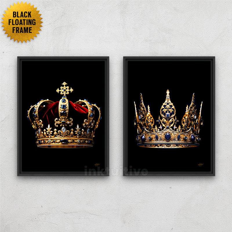 King Queen Crown Canvas Art Framed